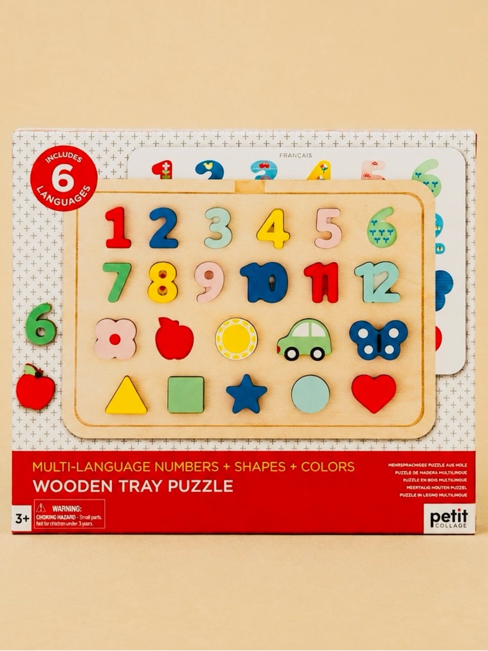 NWT PETIT COLLAGE
Wooden Tray Puzzle: Numbers, Shapes & Colors - Picture 6 of 11